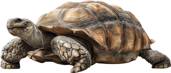 Full‑body high‑resolution tortoise isolated on transparent background PNG cutout ideal for wildlife education, nature‑themed graphic design, reptile identification, and conservation infographic