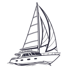 Sleek sailboat gliding through ocean waves yacht sailing