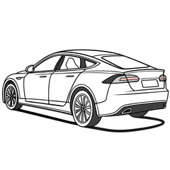 Sleek white electric sedan rear view electric car luxury