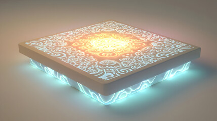 Ornate, glowing, square platform.  Detailed, light-up design