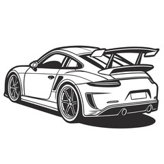 Sleek black sports coupe with large rear spoiler sports car