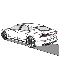Fototapeta premium Sleek white sedan with tinted windows modern car electric vehicle