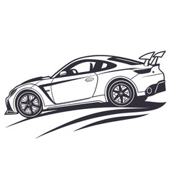 Sleek black sports coupe with spoiler sports car