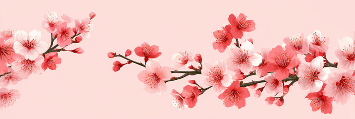 Fototapeta premium Pastel Cherry Blossom Cartoon Border Design for Creative Projects
