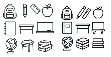 Variety of school supplies, including a backpack, pencils, and a ruler. The supplies are arranged in a way that suggests a classroom setting, with the backpack and pencils placed on a desk