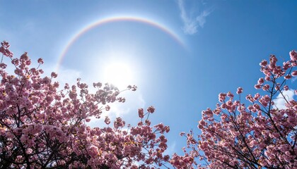 Cherry blossoms and a sun halo
