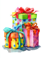 Colorful Gift Boxes with Ribbons and Bows in Bright Design