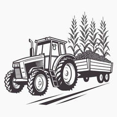 Tractor hauling harvest crops farm agriculture