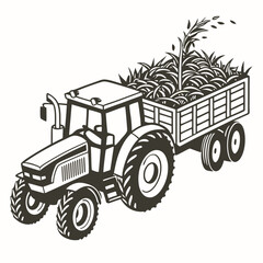 Tractor hauling harvest trailer agriculture