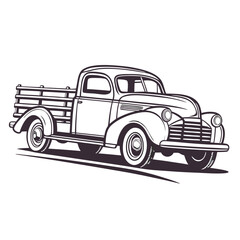 Vintage pickup truck illustration retro truck classic truck