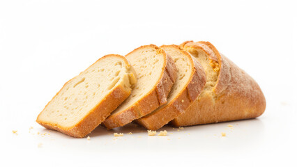 Freshly Baked Sliced Bread Loaf on White Background for Culinary and Food Photography
