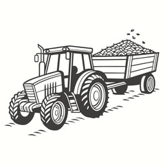 Tractor hauling crops trailer agriculture