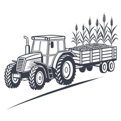 Tractor hauling grain crops trailer harvest