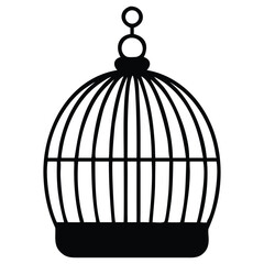 Birdcage vector illustration minimalist design decorative simple black white