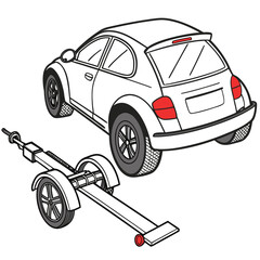 White car and towing dolly vehicle transport
