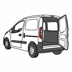 White cargo van with open doors white van sliding doors