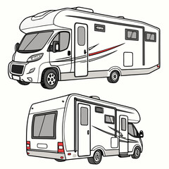 Naklejka premium White camper motorhome with red accent stripes recreational vehicle