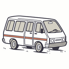 White minibus with orange stripe and grey windows vehicle transportation