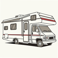 Naklejka premium White motorhome with red stripe detail camper travel