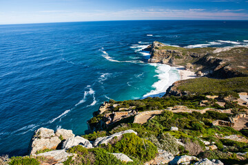 Panoramic View of Cape Point Cliffs and Ocean Trail, Cape Town, South Africa