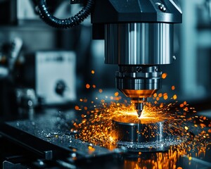 High Speed Milling Operation Modern Electrical Milling Machine Creating Precision Metal Components