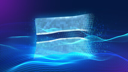 Botswana A futuristic digital background merging with a national flag symbol, representing the concept of technology, innovation, and digital transformation while preserving cultural identity.