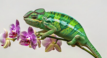 Exquisite Orchid Blooms on Branch with Vibrant Hues