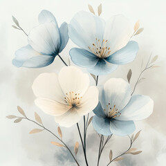 Elegant watercolor bouquet of soft pastel flowers.