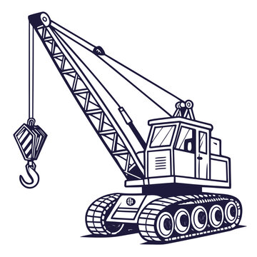 Dark blue crawler crane lifting heavy load construction heavy machinery