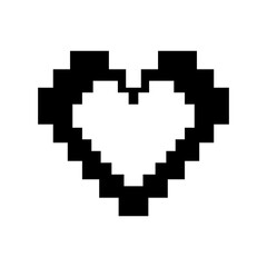 Pixel heart icon in retro 8-bit style with vector design for love and technology themes