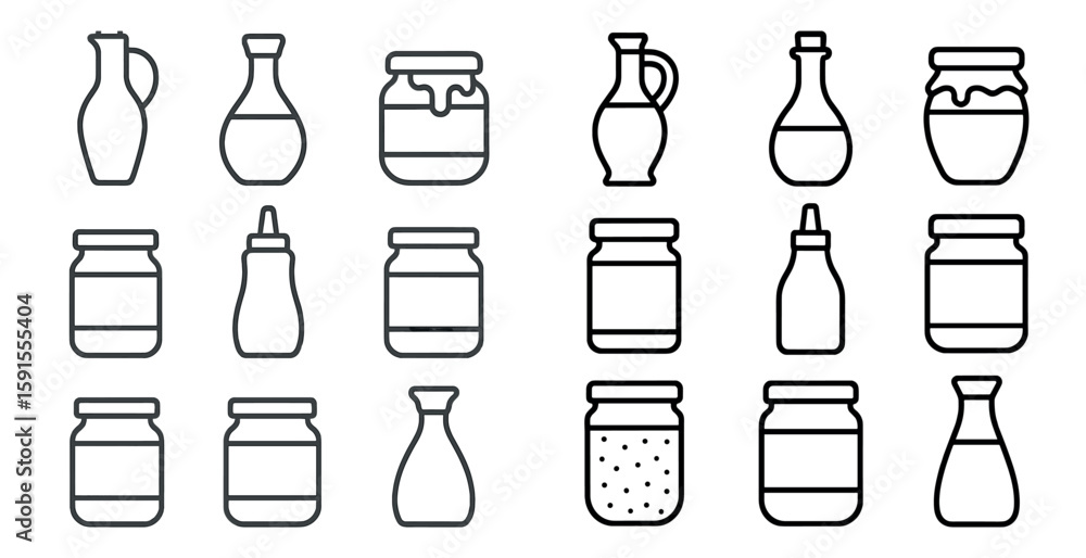 Poster the jars are lined up in a row. the jars are different shapes and sizes. the jars are all white