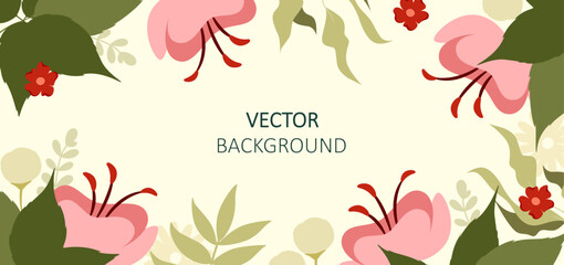 Bright background with simple flowers. Vector for flyers, postcards, design, social media, and advertising.
