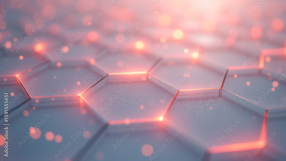 Poster modern abstract background with hexagonal patterns and glowing elements