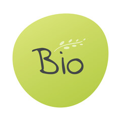 Bio vector sign. Product sticker. Green gray isolated label. Symbol for food, merchandise, label, healthy eating, lifestyle, design element