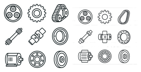 Collection of mechanical parts and gears. The image is a collection of various mechanical parts and gears, including gears, bolts, and other mechanical components