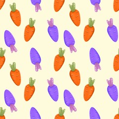 Colorful carrot and radish seamless pattern