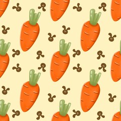 Organic vegetable and animal character pattern