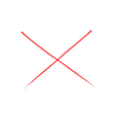 Red cross mark brush on transparent background. hand-drawn red cross marker.