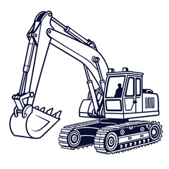 Excavator machine with articulated arm and bucket construction heavy machinery