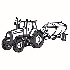 Gray tractor towing agricultural trailer vehicle transport