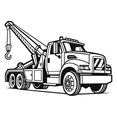 Naklejka premium Heavy duty tow truck with crane and hook vehicle