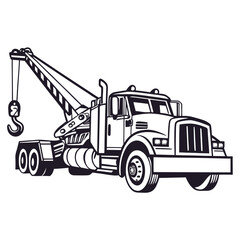 Naklejka premium Heavy duty tow truck with crane and hook vehicle