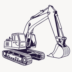 Naklejka premium Heavy excavator articulated arm bucket construction machinery heavy machinery construction equipment