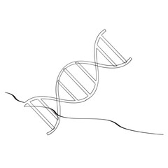 Continuous one line drawing of DNA. Single line drawing illustration of rhino DNA. National science day concept line art. Editable outline
