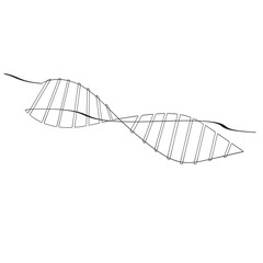 Continuous one line drawing of DNA. Single line drawing illustration of rhino DNA. National science day concept line art. Editable outline