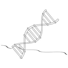Continuous one line drawing of DNA. Single line drawing illustration of rhino DNA. National science day concept line art. Editable outline