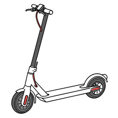 White electric scooter with black handlebars and red accents