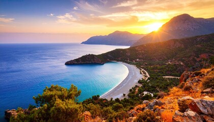 Stunning sunset over a tranquil bay