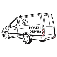 White postal delivery van with red accents transport