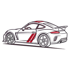 White sports coupe with red stripes sports car hybrid